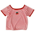 thumbnail image 1 of KyCheLot Girl's Striped Print Summer Tops Comfy Ice Silk Lightweight Crewneck Short Sleeve Blouse 1-9 Years, 1 of 4