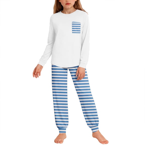 KyCheLot Girls 2 Piece Pajama Sets Cute Long Sleeves Tops and Print Pants Ankle Cuff Comfy Sleepwear 5-14 Years
