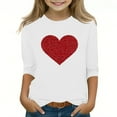 thumbnail image 1 of KyCheLot Girls 3/4 Sleeve T-Shirts Stretchy Crewneck Valentine's Day Breathable Pullover Tunic Tops for 3-13 Years, 1 of 5