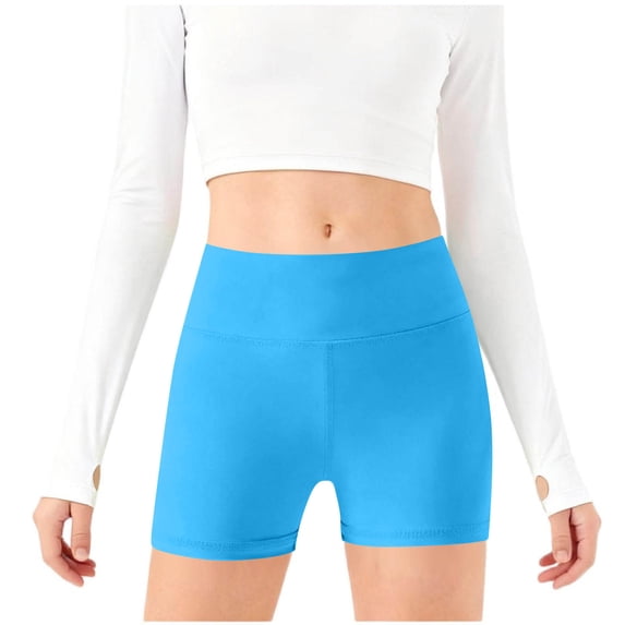 KyCheLot Girls Athletic Shorts Workout Dance Basic High Waist Slim Quick Dry Comfy Soft Biker Short 5-14 Years