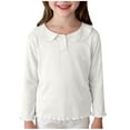 thumbnail image 1 of KyCheLot Girls Basic Shirt Solid Color Cute Collar Dailywear Long Sleeve Stretchy Breathable Blouse for 1-16 Years, 1 of 7