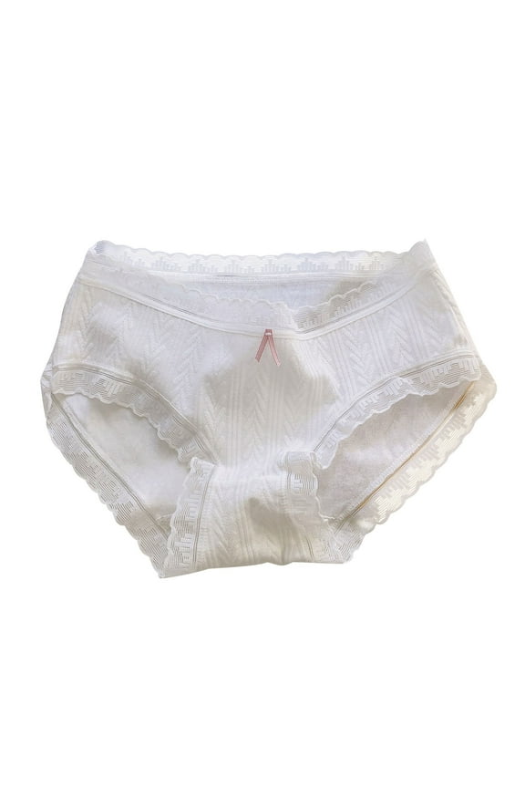 Girls Casual Underwear Soft Cotton Lace Trim Cute Mid Waist Briefs for Big Girls 9-14 Years