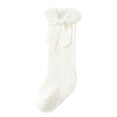 thumbnail image 1 of KyCheLot Girls Cotton Socks Solid Color Bow Knot Long-High Strench Socks Trendy Ruffle Trim Stockings, 1 of 4