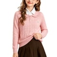 thumbnail image 1 of KyCheLot Girls' Cotton Sweaters Lapel Collar Button Long Sleeve Clothes Casual Trendy Pullover Schoolwear, 1 of 8
