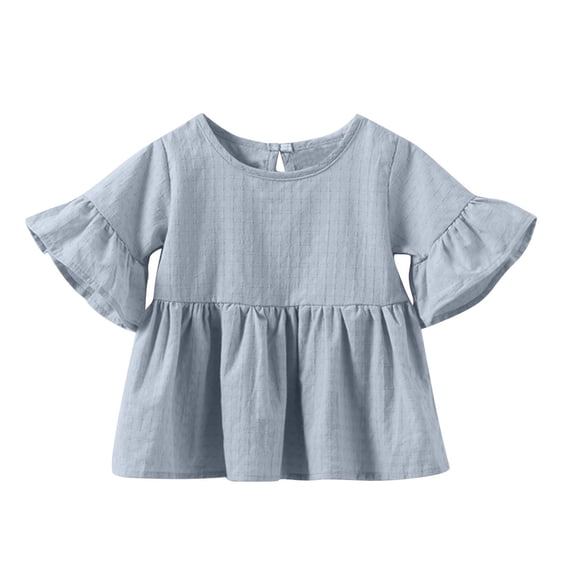 KyCheLot Girls Dress Blouse Summer Cute Ruffle Sleeve Crewneck Flowy Cotton Pullover Tshirts 0-4 Years