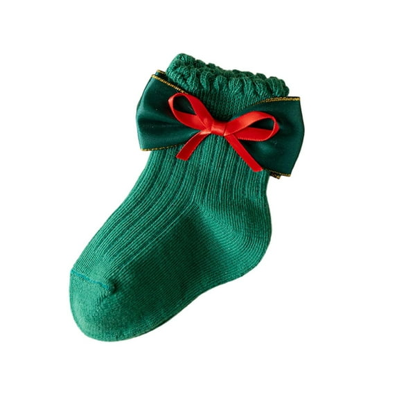 KyCheLot Girls Dress Socks Christmas with Cute Bows Princess Tube Socks Knit Uniform Stockings 1-12 Years