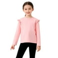 thumbnail image 1 of KyCheLot Girls Dressy T Shirt Solid Color Ruffle Long Sleeve Crewneck Cotton Blouse Tops School Daily 3-14 Years, 1 of 6