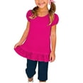 thumbnail image 1 of KyCheLot Girls Dressy Tops Pullover Summer Rufffle Hem Crewneck Short Sleeve Loose Tunic Shirts 0-15 Years, 1 of 7