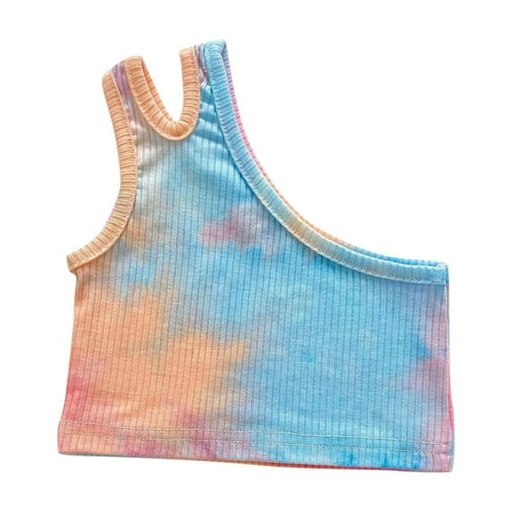 KyCheLot Girls Knit Tank Top Ribbed Cotton Soft One-Shoulder Sleeveless Strappy Basic Crop Tank Top 2-8 Years