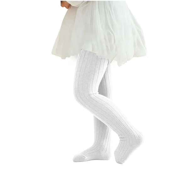 KyCheLot Girls' Knitted Leggings Solid Color Full Length Ribbed Pantyhose Socks Fashion Breathable Dancewear