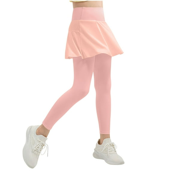KyCheLot Girls Leggings with Skirt High Waisted Tennis Stretchy Athletic Skirts with Leggings Workout Schoolwear 5-12 Years