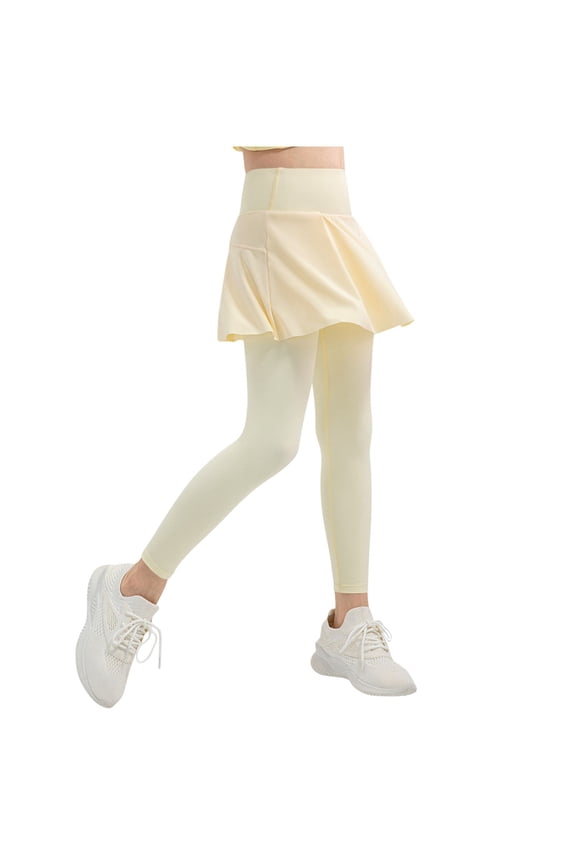 Girls Leggings with Skirt High Waisted Tennis Stretchy Athletic Skirts with Leggings Workout Schoolwear 5-12 Years