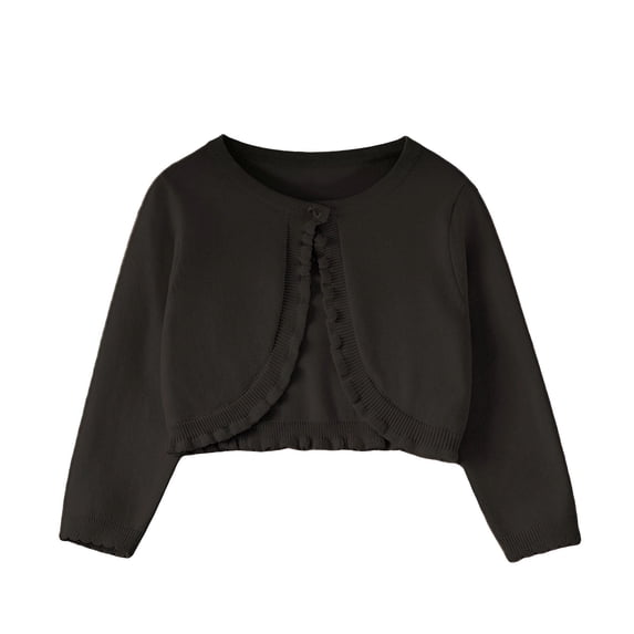 KyCheLot Girls Long Sleeve Cardigan Open Front Crew Neck Knitted Outerwear Casual Breathable Outerwear