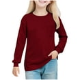 thumbnail image 1 of KyCheLot Girls Long Sleeve Shirts Basic Loose Crewneck Long Sleeve Tops with Front Pocket Schoolwear 5-14 Years, 1 of 7