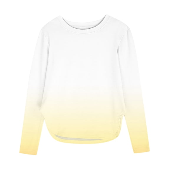 KyCheLot Girls Long Sleeve Tee Shirts Gradient Color Print Crewneck Loose Side Split Casual Tunic Tops 3-12 Years