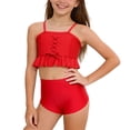 thumbnail image 1 of KyCheLot Girls Matching Swimwear Ruffle Cami Tops Bikini Set Two Pieces Swimsuit 3-14 Years, 1 of 7
