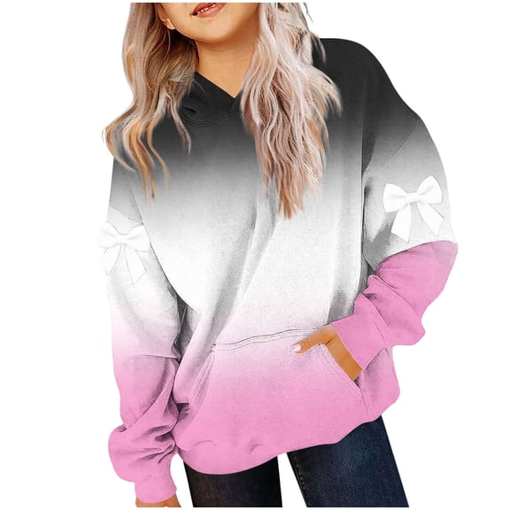 KyCheLot Girls Oversized Hoodie Lightweight with Pocket Cute Print Comfort Loose Sweatshirt 4-14 Years