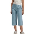 thumbnail image 1 of KyCheLot Girls Pants Capris School Uniform High Waist Back Elastic Straight Leg Crop Suit Pants with Pockets 4-14Years, 1 of 7