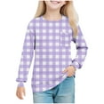 thumbnail image 1 of KyCheLot Girls Plaid Tshirts Long Sleeve Print Pullover Long Sleeve School Daily Wear Tops 5-14 Years, 1 of 7