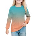 thumbnail image 1 of KyCheLot Girls School Tops Colorful Print with Chest Pockets Daily Lightweight Long Sleeve Tshirts 5-14 Years, 1 of 7