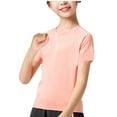 thumbnail image 1 of KyCheLot Girls Short Sleeve Athletic Shirts Summer Quick Dry T-Shirt Lightweight Running Shirts 7-12 Years, 1 of 4