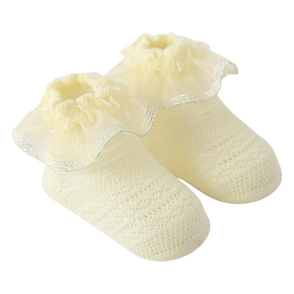 KyCheLot Girls Short Socks with Ruffle Lace Trim Stretchy Breathable Cute Princess Comfy Cotton Sock 0-5 Years