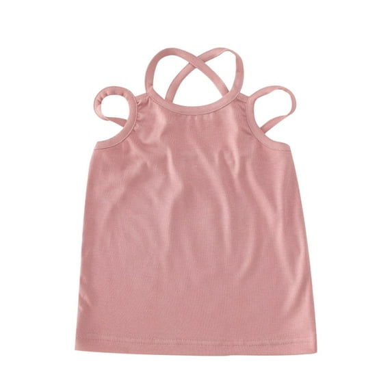 KyCheLot Girls Spaghetti Straps Tops Cotton Stretch Criss Cross Back Sleeveless Tees Blouses 1-9 Years