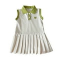 thumbnail image 1 of KyCheLot Girls Summer Dresses Lapel Collar Pleated Sleeveless Shirt Dress School Wear Uniform 2-13 Years, 1 of 4