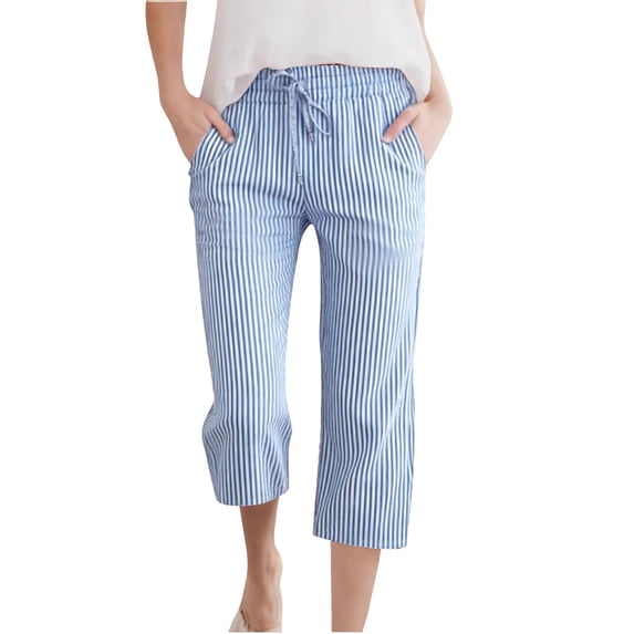 KyCheLot Girls Summer Pants Cotton Linen Capris Comfy Lounge Drawstring Waist Crop Pants with Pockets 4-14Years