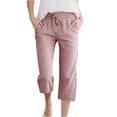 thumbnail image 1 of KyCheLot Girls Summer Pants Cotton Linen Capris Comfy Lounge Drawstring Waist Crop Pants with Pockets 4-14Years, 1 of 7