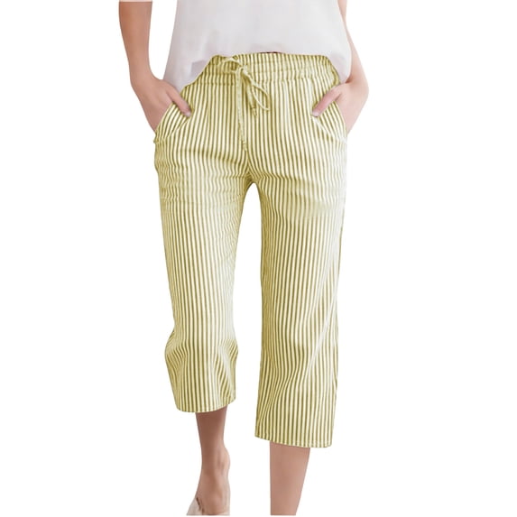 KyCheLot Girls Summer Pants Cotton Linen Capris Comfy Lounge Drawstring Waist Crop Pants with Pockets 4-14Years