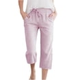 thumbnail image 1 of KyCheLot Girls Summer Pants Cotton Linen Capris Comfy Lounge Drawstring Waist Crop Pants with Pockets 4-14Years, 1 of 7