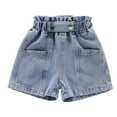thumbnail image 1 of KyCheLot Girls Summer Shorts Thin High Waist Solid Color Denim Shorts Outdoor Playwear 4-15 Years, 1 of 6