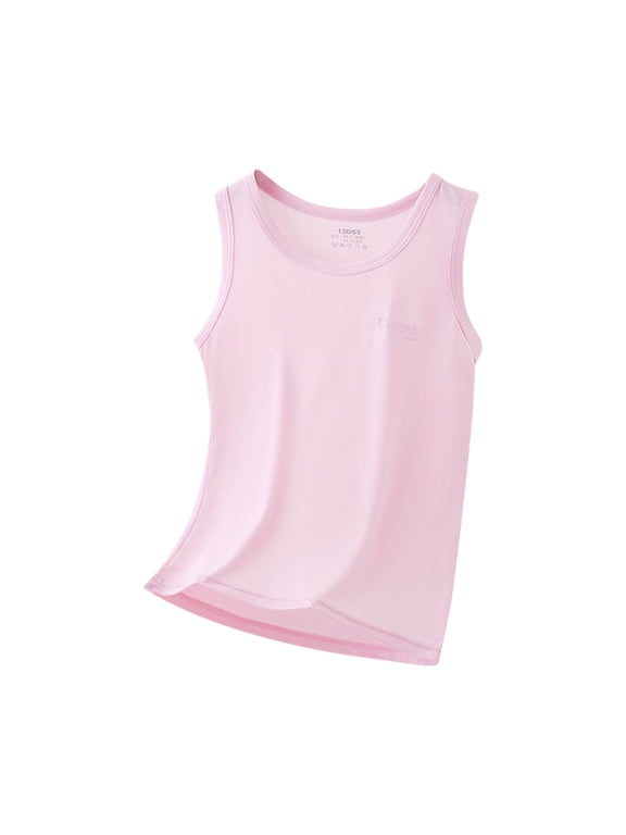 Girls Summer Undershirt Basic Cotton Tees Sleeveless Round Neck Cotton Tank Tops 1-9 Years