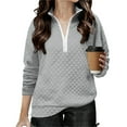 thumbnail image 1 of KyCheLot Girls Sweatshirts Long Sleeve Quarter Zip Casual Textured Pullover V Neck Collared Loose Tops 4-15 Years, 1 of 5