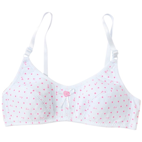 KyCheLot Girls Training Bras Wireless Soft Cup Cute Breathable with Adjustable Straps Everyday Bras for 4-7 Years