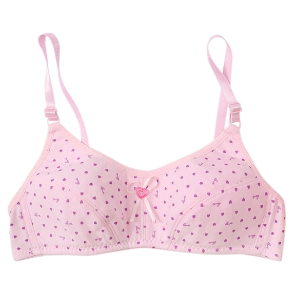 KyCheLot Girls Training Bras Wireless Soft Cup Cute Breathable with Adjustable Straps Everyday Bras for 4-7 Years