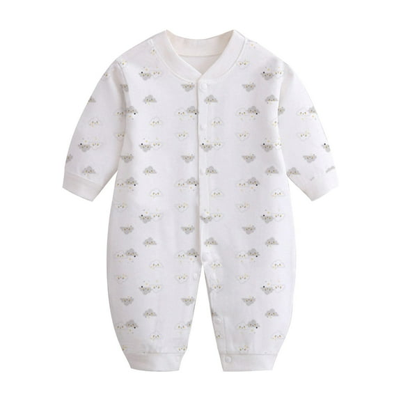 KyCheLot Infant Baby Boys Girls Jumpsuits Cotton Cute Print Long Sleeve Rompers with Button Bodysuit 0-12 Months