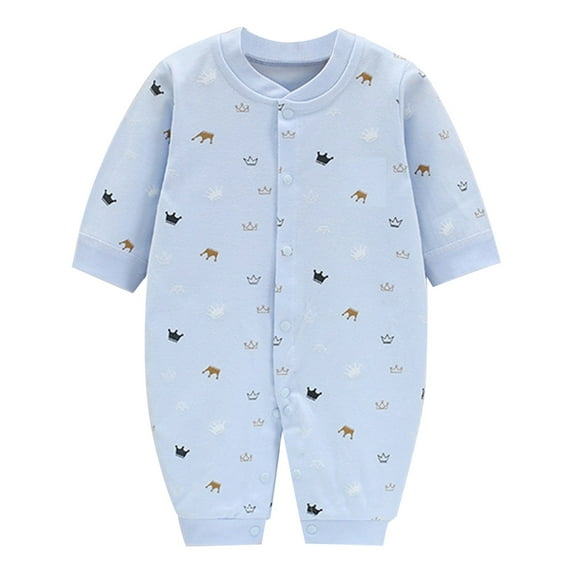 KyCheLot Infant Baby Boys Girls Jumpsuits Cotton Cute Print Long Sleeve Rompers with Button Bodysuit 0-12 Months