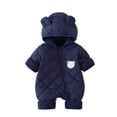thumbnail image 1 of KyCheLot Infant Boys Girls Romper Long Sleeve Zip-Up Quilted Jumpsuit with Hood Casual Windproof Outfits, 1 of 7
