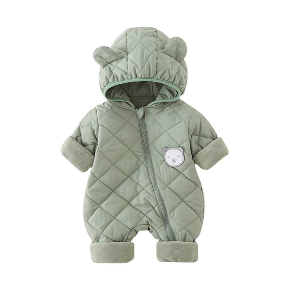 KyCheLot Infant Boys Girls Romper Long Sleeve Zip-Up Quilted Jumpsuit with Hood Casual Windproof Outfits