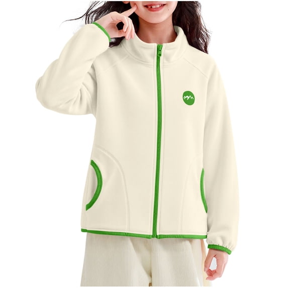 KyCheLot Kids Boys Girls Fleece Jacket Atheletic with Pockets Full Zip up Thermal Long Sleeve Outerwear 4-15 Years