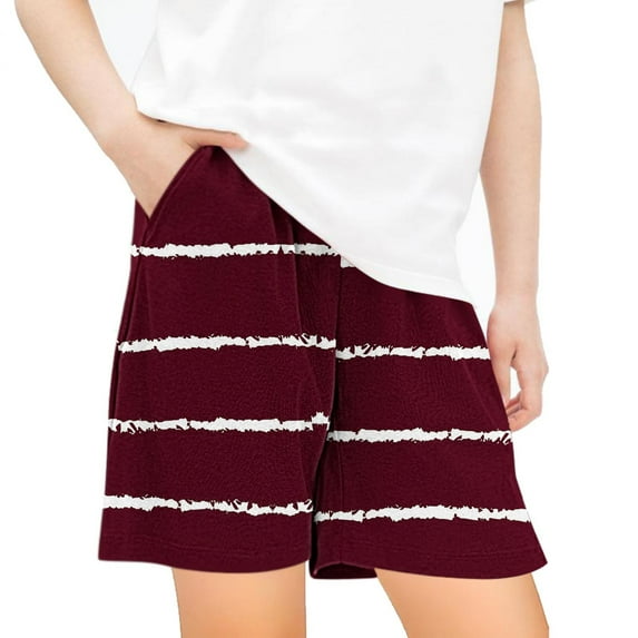 KyCheLot Kids Boys Girls Loose Shorts Casual Stripe Mid Waist Comfort Athletic Shorts with Pockets 5-14 Years