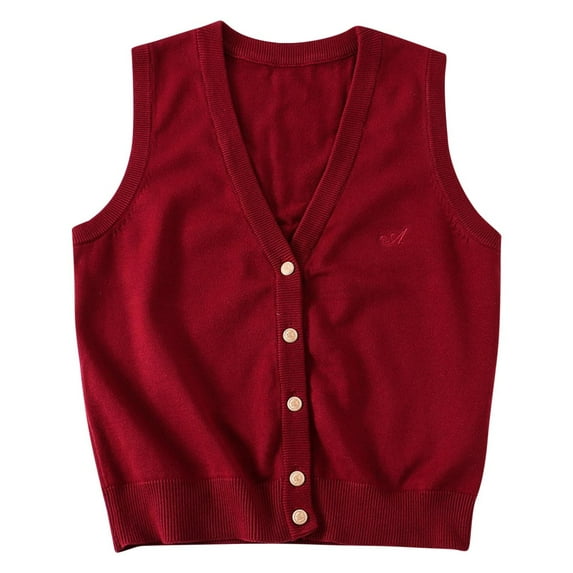 KyCheLot Kids Boys Girls Sweater Sleeveless V Neck Vest School Uniform Basic Button down Soft Cardigan 12-16 Years