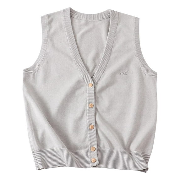 KyCheLot Kids Boys Girls Sweater Sleeveless V Neck Vest School Uniform Basic Button down Soft Cardigan 12-16 Years