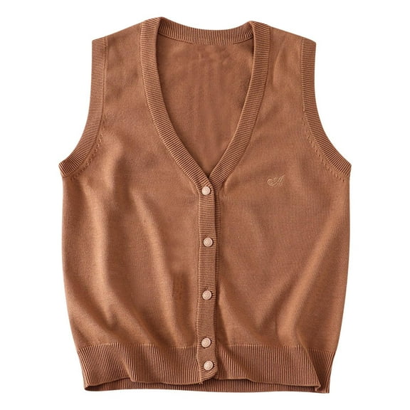 KyCheLot Kids Boys Girls Sweater Sleeveless V Neck Vest School Uniform Basic Button down Soft Cardigan 12-16 Years