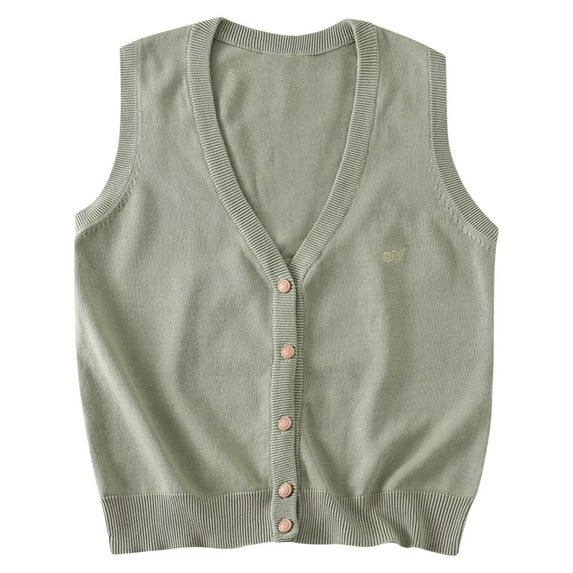 KyCheLot Kids Boys Girls Sweater Sleeveless V Neck Vest School Uniform Basic Button down Soft Cardigan 12-16 Years