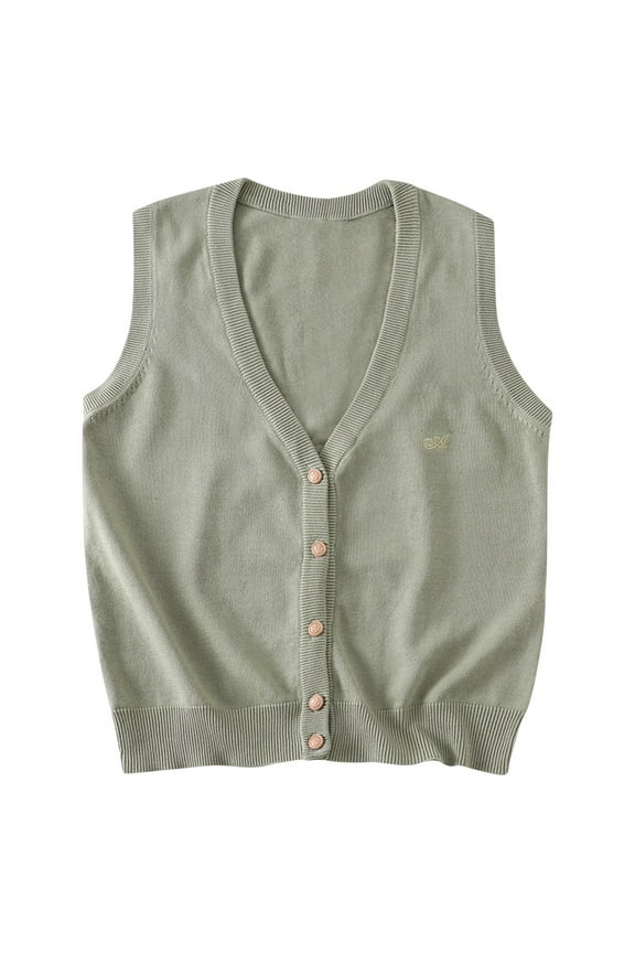 Kids Boys Girls Sweater Sleeveless V Neck Vest School Uniform Basic Button down Soft Cardigan 12-16 Years