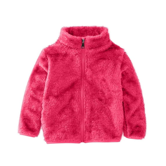 KyCheLot Kids Fleece Jacket Boys Girls Long Sleeve Full Zip Warm Solid Color Windproof Winter Coat 1-10 Years