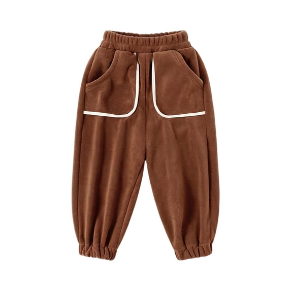 KyCheLot Kids Fleece Joggers with Pocket Winter Solid Color Elastic Waist Pants Thicken Thermal Sweatpants